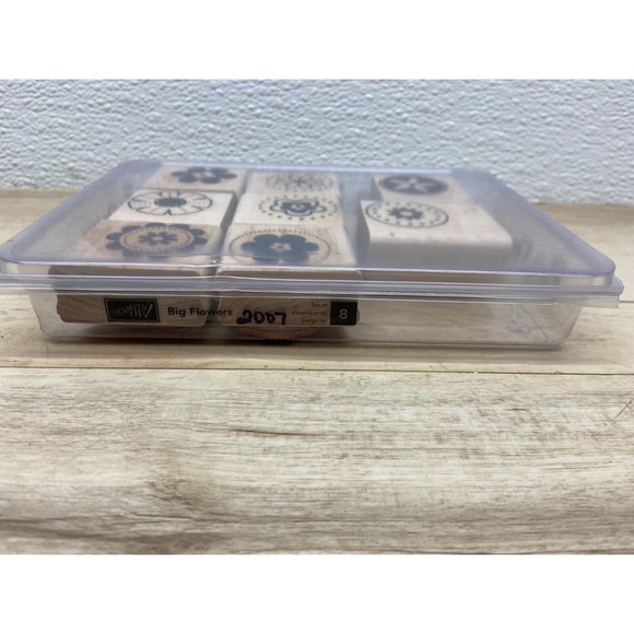Stampin Up Big Flowers Set Of 8 Wood Mounted Rubber Stamps - Picture 3 of 4